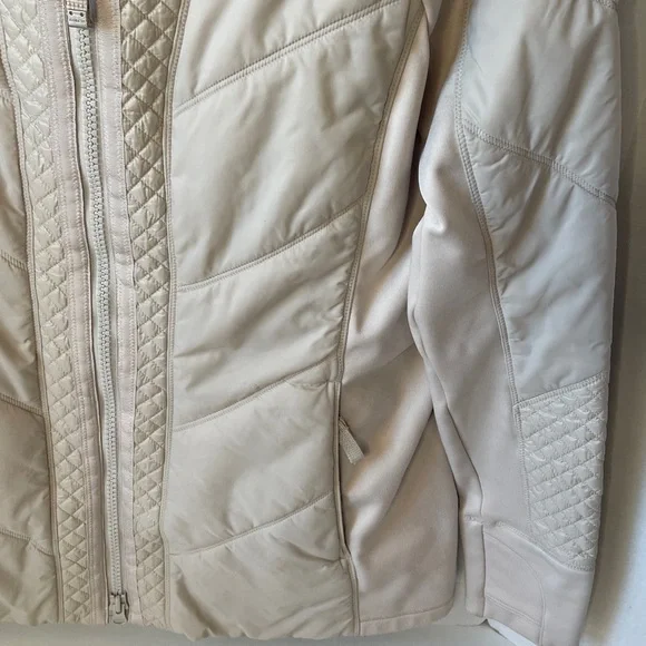 Athleta Women's Light Beige Quilted Puffer Jacket Primaloft - Picture 4 of 11